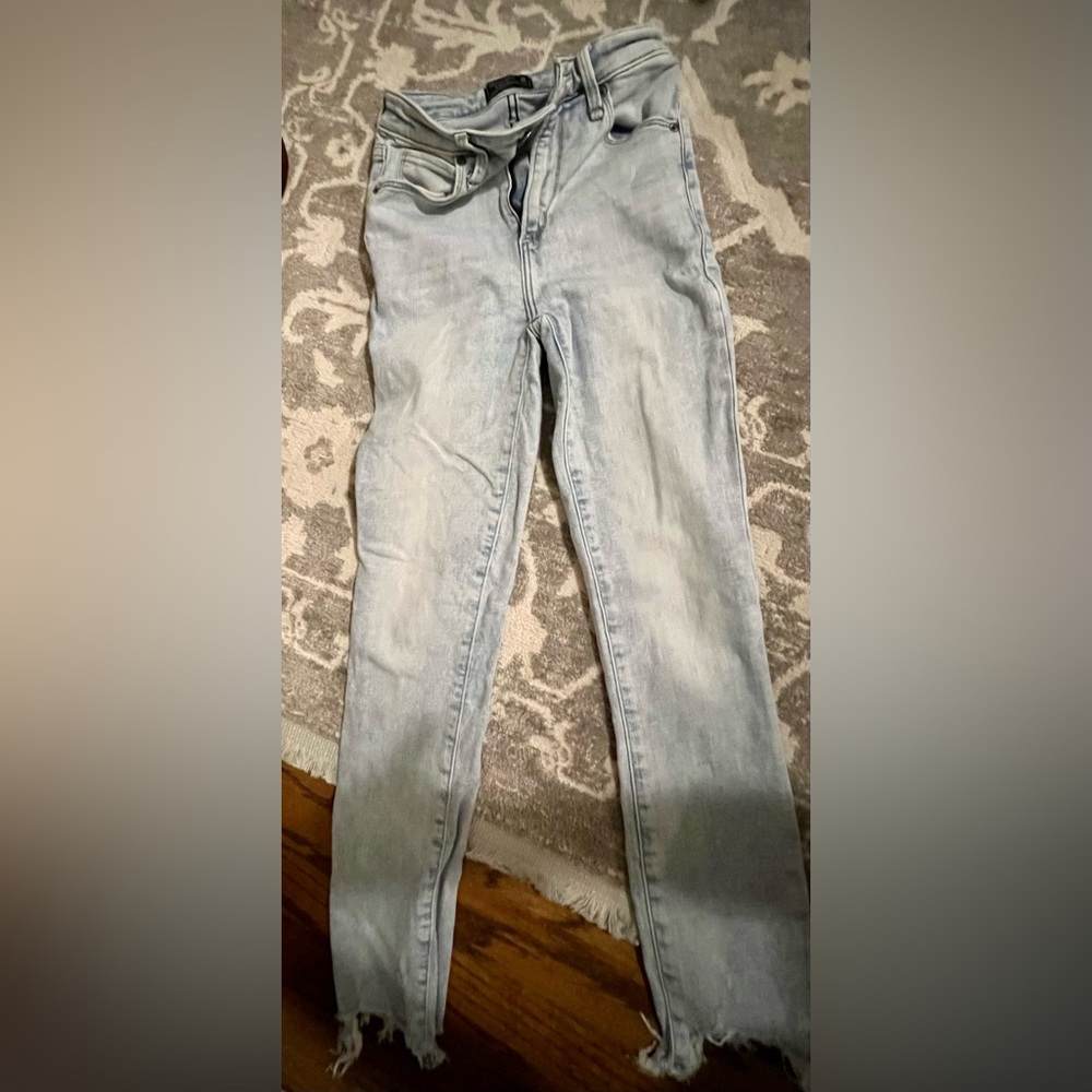 Abercrombie & Fitch raw hem light wash skinny jeans